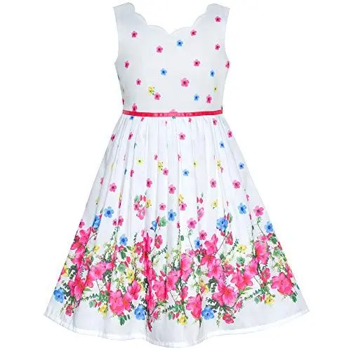 Produktbild: Sunny Fashion Mädchen Kleid Rosa Blume Blütenblatt Sommer Trägerkleid Gr. 104/5 Jahre