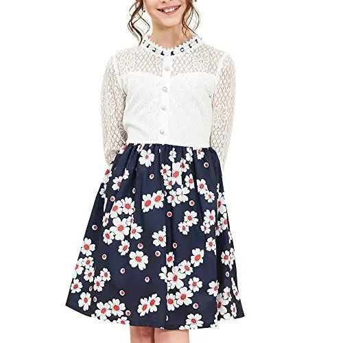 Produktbild: Sunny Fashion Mädchen Kleid Schnüren Perle Pflaume Blüte Elegant Prinzessin Kleid Gr. 158