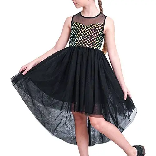 Produktbild: Sunny Fashion Mädchen Kleid Schwarz Pailletten Masche Höhle Diamant Zurück Festzug Party Kleid Gr. 134