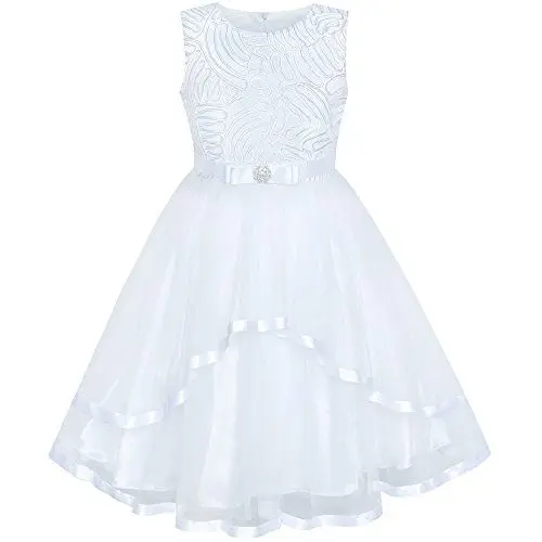 Produktbild: Sunny-fashion Mädchen Kleid, Weiß 2, 12 Jahre