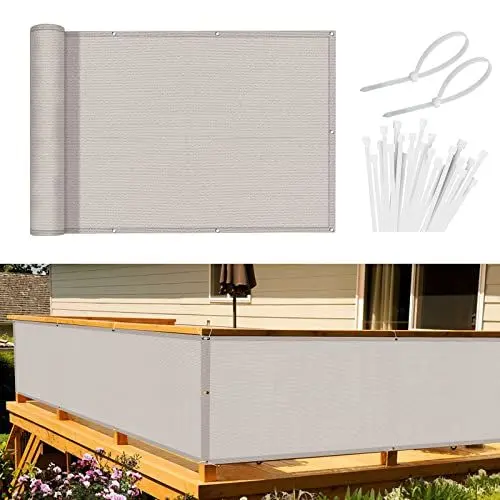 Produktbild: Sunnylaxx Balkon Sichtschutz Balkonabdeckung 90x300 cm Windschutz Leicht Transparent Blickdichte Balkonumspannung,Balkonverkleidung,HDPE Wind- und UV-Schutz, mit Ösen und Kabelbinder Taupe