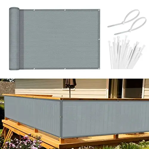 Produktbild: Sunnylaxx Balkon Sichtschutz Balkonabdeckung 90x500 cm Windschutz Leicht Transparent Blickdichte Balkonumspannung,Balkonverkleidung,HDPE Wind- und UV-Schutz, mit Ösen und Kabelbinder Hellgrau