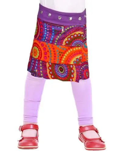 Produktbild: Sunsa Mädchen Rock. Kinderrock Minirock wendbarer Wickelrock, kurzer Sommerrock, 2 Kinder Röcke in einem. Baumwolle Skirt, Stufenrock kurz, Mädchenrock aus luftigem Stoff.