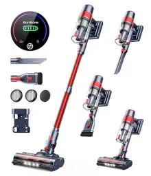 Produktbild: SunSare Akku Staubsauger Kabellos 450W/40000Pa, Akkusauger mit LED Display Leichter Antiverwicklung, Super Leise Akkustaubsauger für Hartböden Teppiche Tierhaare