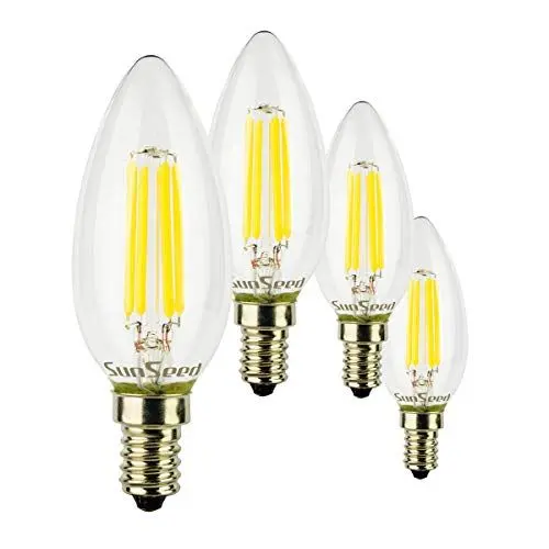 Produktbild: SUNSEED 4x Glühfaden LED Kerze Lampe E14 4W ersetzt 40W Neutralweiß 4700K