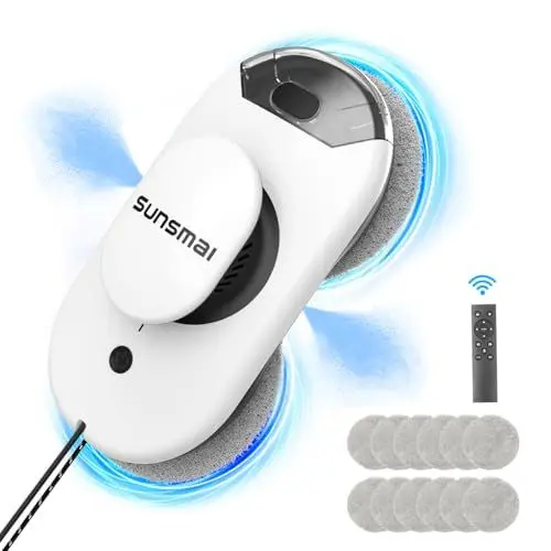 Produktbild: SUNSMAI Dual Side Spray Fensterputzroboter, Anti-verstopfungsfreie Elektrisch Automatischer Fensterroboter mit Wassersprühfunktion,3800pa Starke Anti-Drop Automatischer Fensterputzer,12 Tücher
