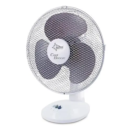 Produktbild: SUNTEC Tischventilator CoolBreeze - Leise 25 cm, 30 Watt | Tisch Ventilator 2 Stufen, Tragbar | Fan Kühlung Windmaschine Weiss | für Schreibtisch, Schlafzimmer, Büro, Wohnung, Terrasse, Balkon