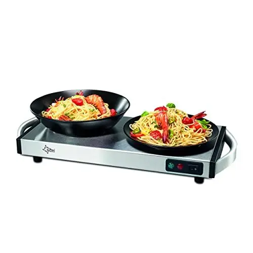 Produktbild: SUNTEC Warmhalteplatte elektrisch in robuster Edelstahl Bauweise – kabellos | ideal zum Warmhalten von Speisen | Teller Wärmer für Essen mit schneller Aufheizzeit | Buffet Speisenwärmer | WHP-8472