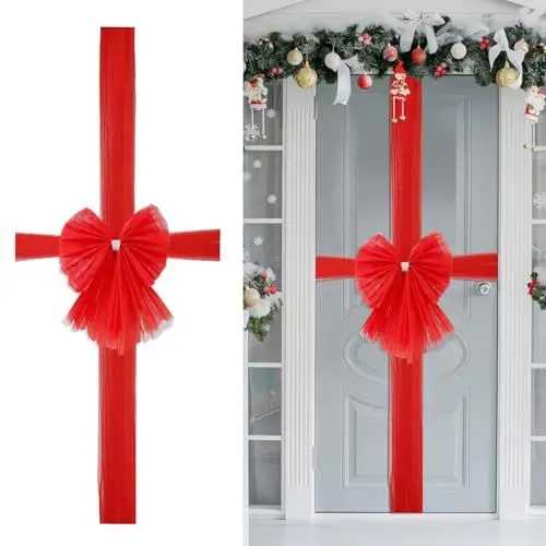 Produktbild: SUNYOK Weihnachts Schleife Dekoration, Weihnachtsfest große rote Schleife, Weihnachten Türschleife Deko, Weihnachtsschleife für Schranktür, Schleife Schmuck für Haustür Weihnachtsbaum Schrank