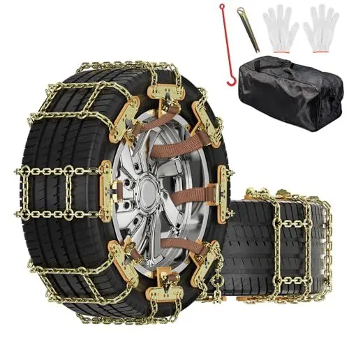 Produktbild: SUNYRISY 8Pcs Schneeketten, Universal Anti-Rutsch Einstellbare Schneeketten für Reifenbreite 215-285 mm, Fett Schwerlast Notfallzugketten für die Meisten PKW/SUV/LKW