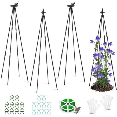 Produktbild: SUNYRISY Rankhilfe Garten Obelisk 4er Set, Rankgitter für Kletterpflanzen wie Blumen, Tomaten, Rosen usw, Witterungsbeständig Beschichtetes Metall Gartendekoration