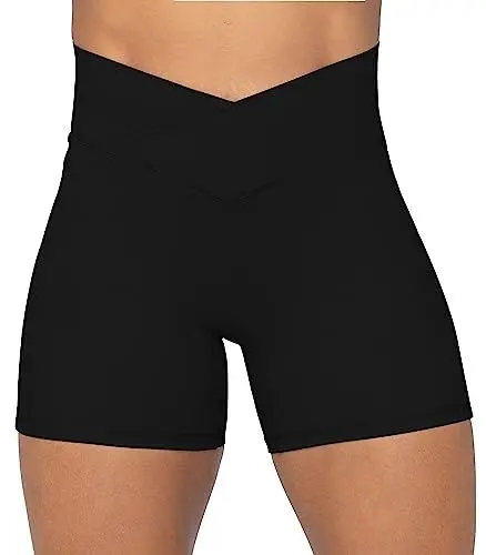 Produktbild: Sunzel Radlerhose Damen, Damen Gym Shorts，V Criss Cross High Waist Yoga Workout Gym Shorts mit Tummy Control,4