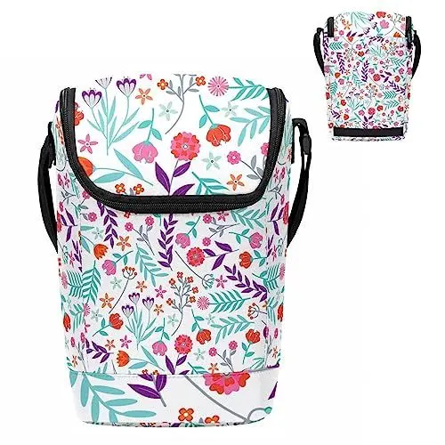 Produktbild: suojapuku Große Lunchtasche für Damen und Herren,Isoliertaschen,Blumenmuster bunt,Wiederverwendbare Lunchbox für Büro und Picknick