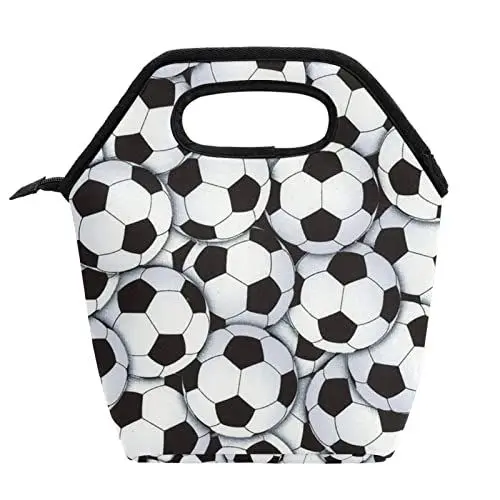 Produktbild: suojapuku Lunch-Taschen,wiederverwendbare Tragetaschen,tragbare Reisebüro-Lunchbox,Sportarten Fußball und Fußball,Tasche mit Reißverschluss