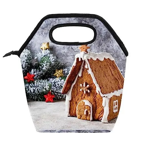 Produktbild: suojapuku Lunch-Taschen,wiederverwendbare Tragetaschen,tragbare Reisebüro-Lunchbox,Weihnachtsvogelhaus,Tasche mit Reißverschluss