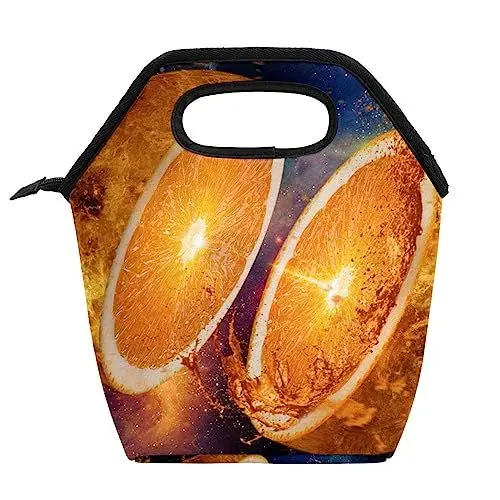 Produktbild: suojapuku Lunch-Taschen,wiederverwendbare Tragetaschen,tragbare Reisebüro-Lunchbox,Weltraumorangener Planet,Tasche mit Reißverschluss