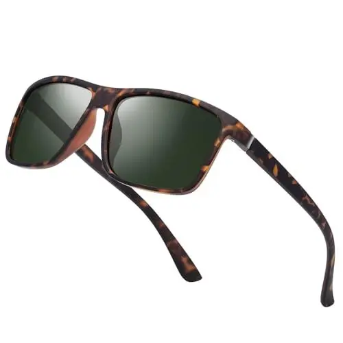 Produktbild: suoso Polarisiert Sonnenbrille Herren Damen Unisex Schwarz Retro Ultraleicht Rahmen UV400 Shutz Sonnenbrillen Polarisierte Klassische Brille für Fahren Geschäftsreise Reise G15/Leopardenmuster