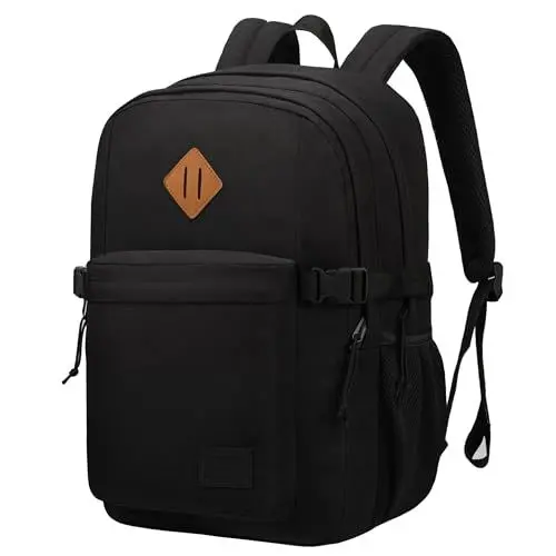 Produktbild: SUPACOOL Leichter lässiger Rucksack für Damen und Herren, Reiserucksack, Großer Rucksack für Jungen und Mädchen, Kinderrucksack, Laptop Fach (Schwarz)