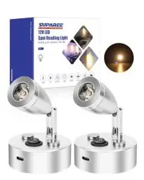 Produktbild: SUPAREE 12 Volt LED Lampen Wohnmobil Wohnwagen Lampe 12 Volt Wohnwagen Lampe 12V mit Schalter mit USB 3000K Warmweiß Innenbeleuchtung Verstellbar für Camper Van Caravan Boat Yacht (2 Stücke)