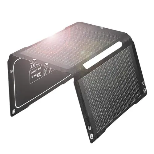Produktbild: SUPAREE 25% Umwandlungswirkungsgrad 30W ETFE Tragbares Solarpanel Camping Solar Ladegerät Outdoor Solarpanel Faltbar Wandern mit 2-Port USB Anschluss für Handy Tablet Kamera Reise Notfall Trekking