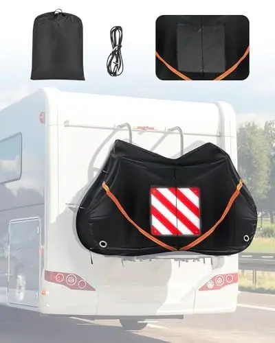 Produktbild: SUPAREE Fahrradabdeckung Wasserdicht UV Fahrrad Abdeckplane 2 Fahrräder Fahrradhülle für Heckträger Wetterfest Reißfest 420D Oxford Heavy Duty für Camping Wohnmobil Heckträger (82 * 36 * 50 Zoll)