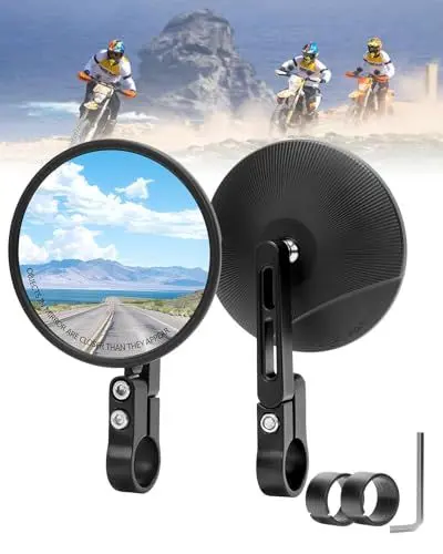 Produktbild: SUPAREE Motorrad Spiegel motorrad Spiegel e-geprüft Unten Motorrad Unterlenker spiegel 360°Drehbar Passend für Lenkerdurchmesser von 22 mm und 25,4 mm für Scooter Roller ATV (Stil A)