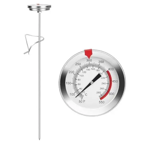 Produktbild: SUPAWAY Thermometer mit Clip Ablesbarem Frittierthermometer Milch Edelstahl 30 cm Lang Fleischthermometer Kochen, Fleisch-Thermometer 20~280°C für Küche Friteuse BBQ Steak Küchenwerkzeug