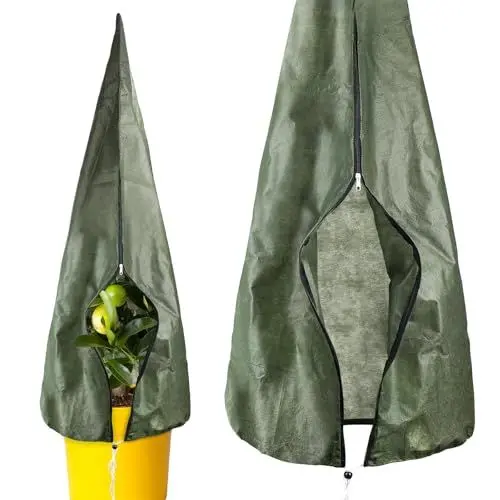 Produktbild: SUPAWAY Winterpflanzenschutz Pflanzenschutz Winter Pflanzenabdeckung Frostschutz Pflanzen mit Reißverschluss & Zugband Pflanzenschutzhaube aus Vliesstoff für Palmen,Olivenbaum,Kübelpflanzen, 200x100cm