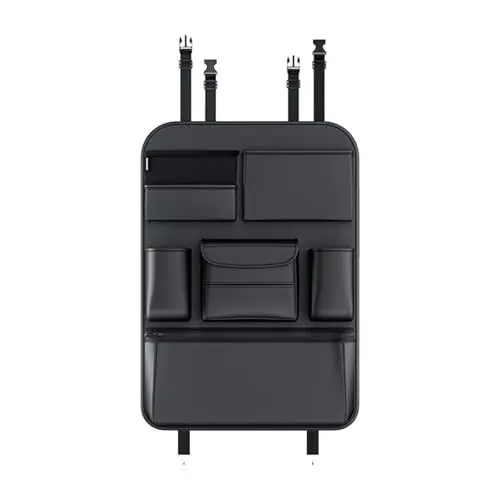 Produktbild: SUPBEI Leder -Premium -Autositzer Organizer Auto -Rücksitzorganisator Robuster 4 -Schicht -Autositz zurück Kickmatten Beschützer 6 Speichertaschen Sitzbackschützer Kickmatten,Schwarz