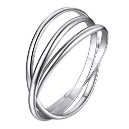 Produktbild: Supcare Frauen Ringe Silber 925 Damen 3er verflochten Ringe Silber Verlobungsring Silberringe Engagement Ringe beweglicher Ring Fingerring Drehbarer Ring 3 in 1 Anxiety Ring Modeschmuck für Party