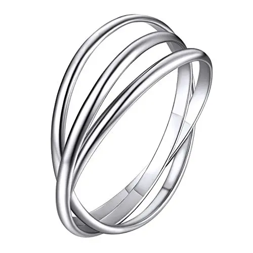 Produktbild: Supcare Frauen Ringe Silber 925 Damen 3er verflochten Ringe Silber Verlobungsring Silberringe Engagement Ringe beweglicher Ring Fingerring Drehbarer Ring 3 in 1 Anxiety Ring Modeschmuck für Party