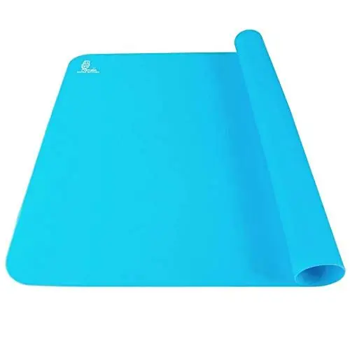 Produktbild: SUPER KITCHEN Antihafte Rutschfeste Backunterlage/Backmatte Silikon Groß 60x40cm Ausrollmatte Teigmatte Silikonmatte Backfolie Arbeitsmatte für Fondant Gebäck Pizza Matte, BPA Frei（Blau）