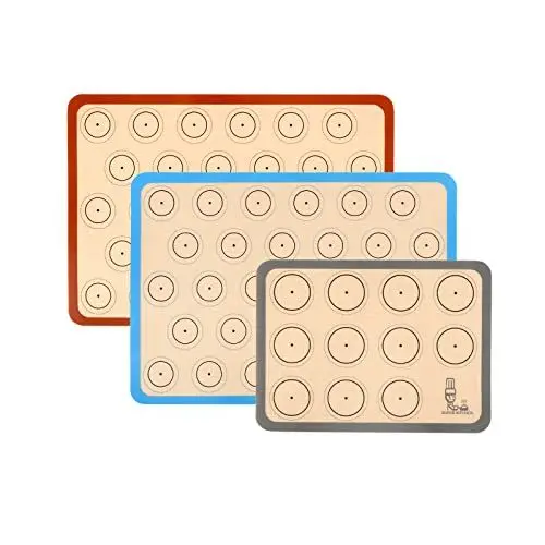 Produktbild: SUPER KITCHEN Backmatte aus Silikon für Macaron Keks - 3-Stück Set, Backunterlage Silikonmatte Backfolie Backpapier Backzubehör, Antihaft Matte für Makronen/Brot/Pizza, 42x29,5cm, 29,2cmx21,6cm