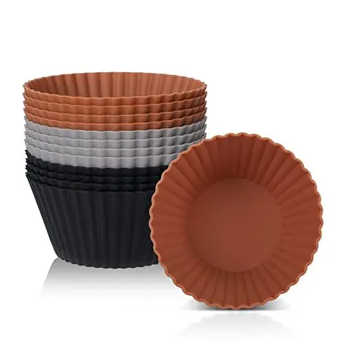 Produktbild: SUPER KITCHEN Muffinform Silikon Cupcake Formen, Muffin Förmchen Muffinförmchen, Muffin Backform Muffinblech, Airfryer Silikonformen Backen, Backpapier Heißluftfritteuse Wiederverwendbar, 12 Stück