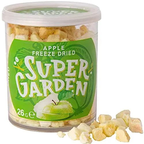 Produktbild: Super Garden Gefriergetrocknete Apfelstückchen - 100% Natürliche Früchte ohne Zucker & Zusätze - Knuspriger Snack für Müsli, Joghurt & Desserts - 26g Wiederverschließbare Packung