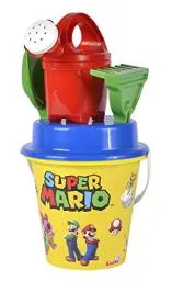 Produktbild: Super Mario Eimergarnitur, Sandspielzeug, 5 Teile, Eimer, Sieb, Schaufel, Rechen, Gießer, 16cm, D:17cm, ab 10 Monate