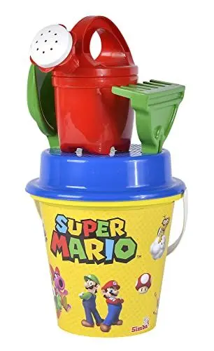Produktbild: Super Mario Eimergarnitur, Sandspielzeug, 5 Teile, Eimer, Sieb, Schaufel, Rechen, Gießer, 16cm, D:17cm, ab 10 Monate