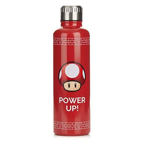 Produktbild: Super Mario Power-Up-Pilz-Trinkflasche - Offiziell lizenziert, Edelstahlflasche für heiße & kalte Getränke, auslaufsicherer Deckel, Geschenk für Retro-Gamer, 500 ml (17 Fl Oz)