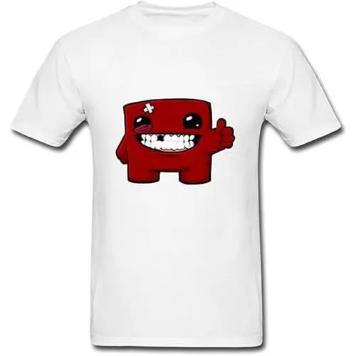 Produktbild: Super Meat Boy Logo Men T-Shirt Graphic Mens Cotton Casual White Tee Shirt 3XL