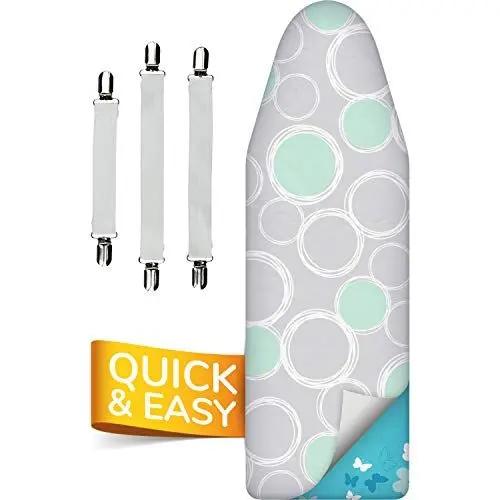 Produktbild: Super Soft 5 Schichten Turbo-Bügelbrettbezug 120x45, ÖKOTEX Baumwoll-Polsterung, schneller mit Thermoreflexion, 5 Größen, EasyFit+Spanner, Made in Europe, XL Fläche 120-125x38-45cm