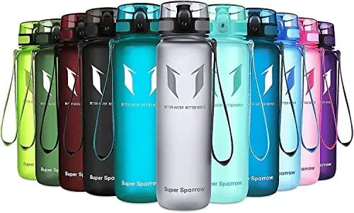 Produktbild: Super Sparrow Trinkflasche - Tritan Wasserflasche - 350ml - BPA-frei - Ideale Sportflasche - Schnelle Wasserdurchfluss, Flip Top, öffnet Sich mit 1-Click