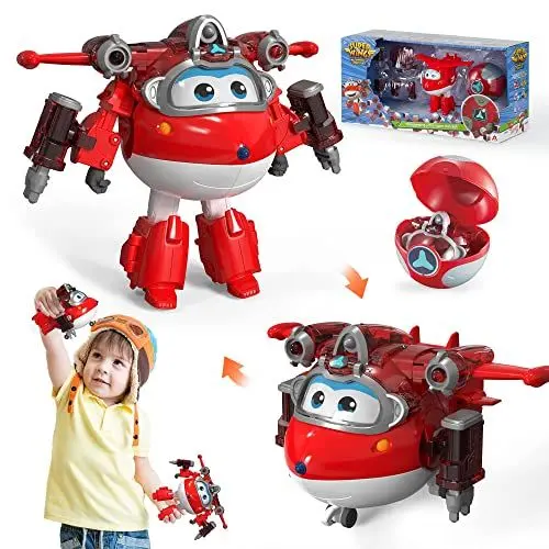 Produktbild: Super Wings EU760963 - Transforming Jett & Steel Power Ball, ca. 12,7 cm große verwandelbare Spiel-Figur mit 1 Superball und Zubehör, für Kinder ab 3 Jahren