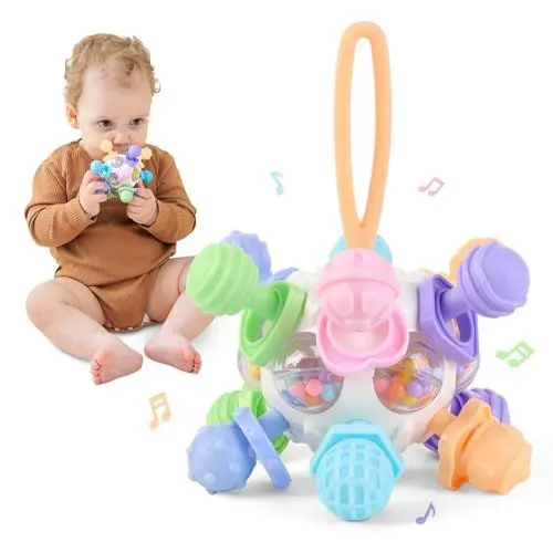 Produktbild: SUPERBE BEBE Montessori - Babyspielzeug - Sensorisches Beißspielzeug - Silikon-Beißring - Pädagogisches Ballspielzeug - Baby Spielzeug Frühförderung Entwicklungs - Spielzeug Babys Geschenke Geburt