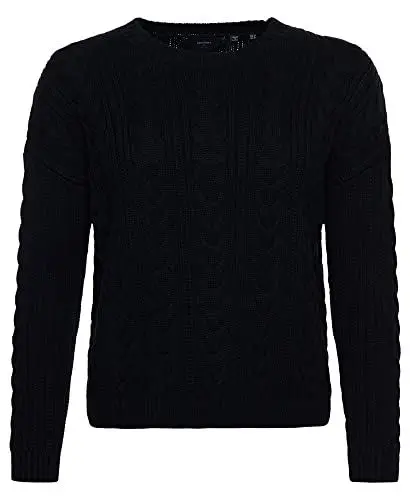 Produktbild: Superdry Damen Dropped Shoulder Cable Crew Polo-Pullover, schwarz, 40