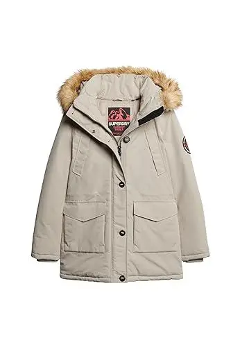 Produktbild: Superdry Damen Everest Parka mit Kunstfellkapuze Feldlerche Grau 44
