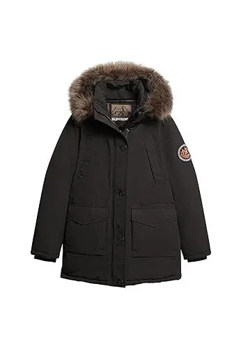 Produktbild: Superdry Damen Everest Parka mit Kunstfellkapuze Tiefschwarz 36