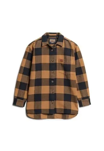 Produktbild: Superdry Damen Karierte Hemdjacke aus Flanell Kamel/Schwarz Buffalo Kariert 36
