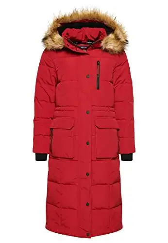 Produktbild: Superdry Damen LONGLINE FAUX FUR EVEREST COAT A4 – gepolstert, Red,