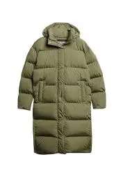 Produktbild: Superdry Damen Lang geschnittener Steppmantel mit Kapuze Wild Kaki 42