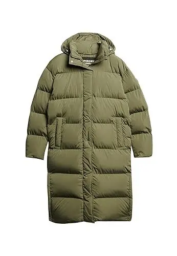 Produktbild: Superdry Damen Lang geschnittener Steppmantel mit Kapuze Wild Kaki 42